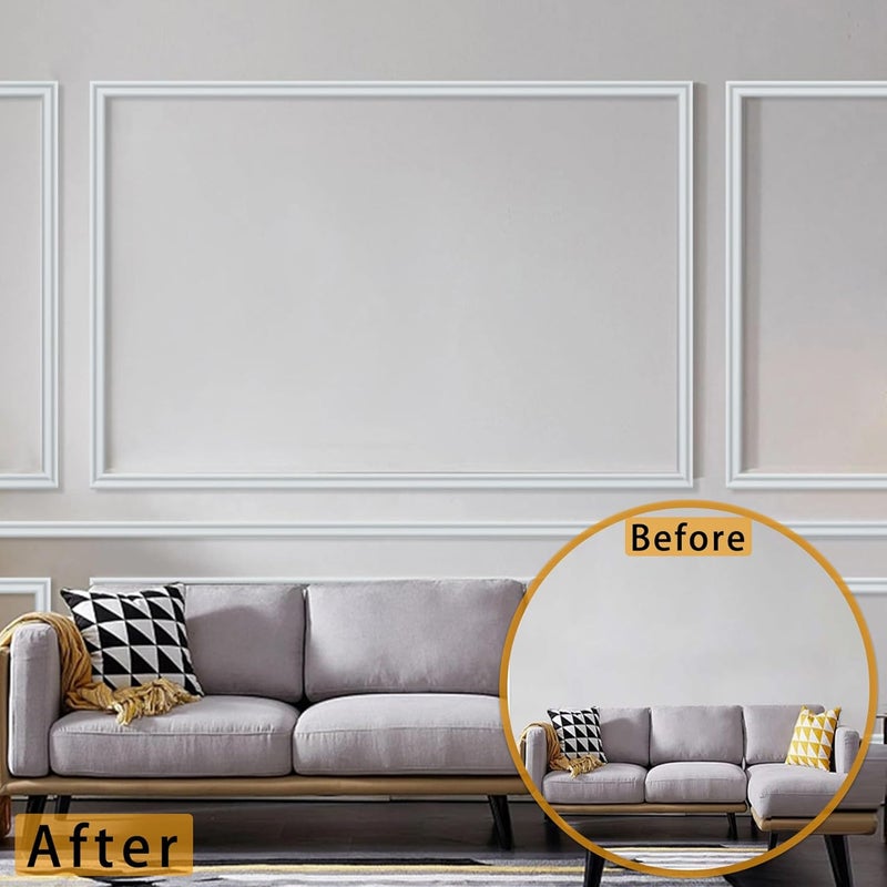 Hungbak 480"L x 1"W Peel and Stick Chair Rail Panel Molding, Pre-Primed Trim for Home Decoration & Wall Protection - Image 4